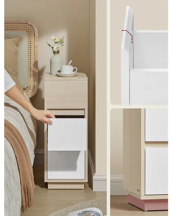 Autronic BONTEC Odkladací stolík 25x30x65cm, mdf, drevo, ANT-E1065 BK Farba: Béžová