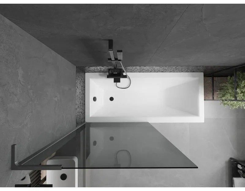 Mexen Next L, 1-krídlová vaňová zástena 90 x 150 cm, 6mm šedé sklo, grafitový profil, 895-090-000-03-40-95