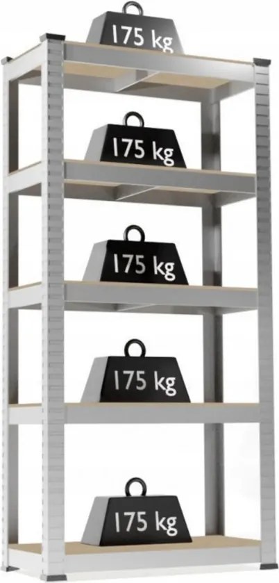 Regál 180x90x40 cm zinkovaný 5-policový, nosnosť 875 kg