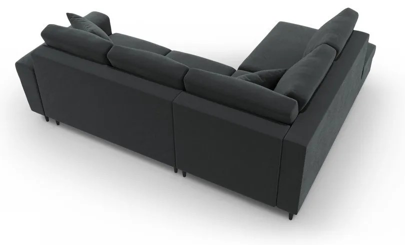 Tmavosivá zamatová rozkladacia/s úložným priestorom rohová pohovka (ľavý roh/do L) Kyoto – Cosmopolitan Design