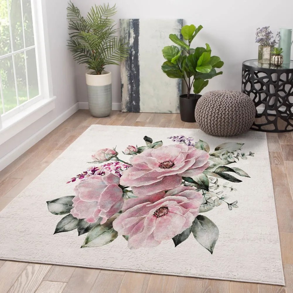 Ružovo-krémový prateľný koberec 140x220 cm New Carpets - Oyo home