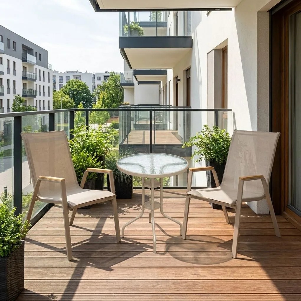 Dekorstudio Okrúhly stôl na balkón ISLAND 60cm - béžový