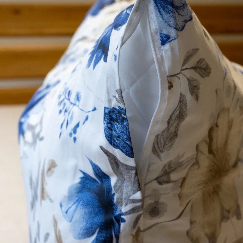 Polášek Bavlnené obliečky MODRÉ KVETY - 140 x 220 cm / 70 x 90 cm