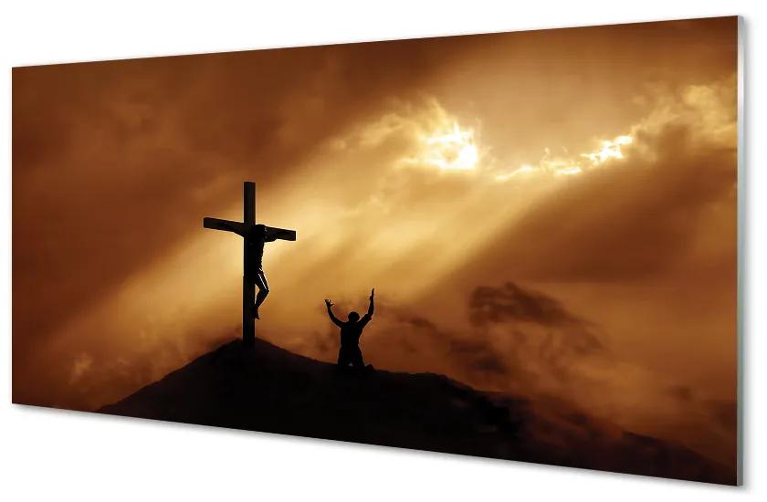 Sklenený obraz Jesus Cross Light 100x50 cm