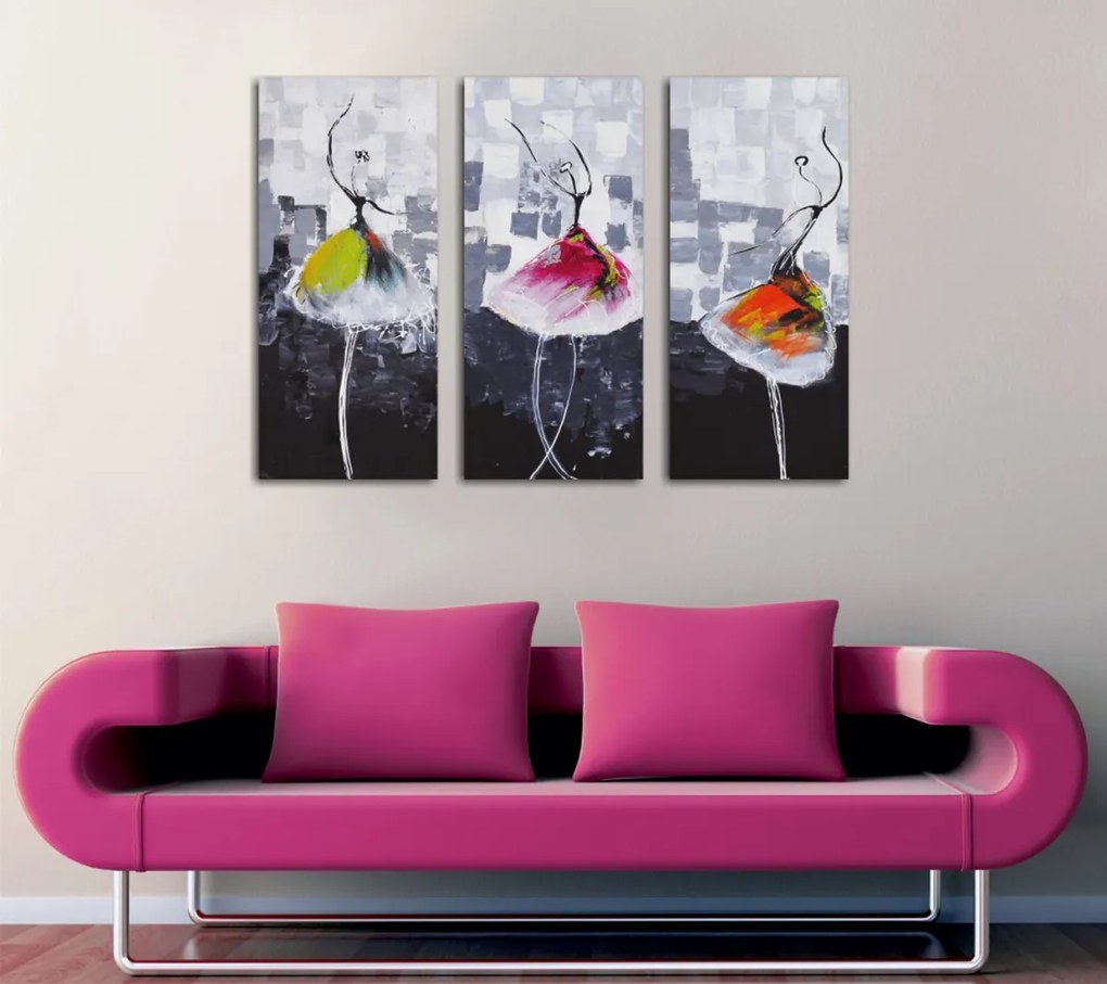 Súprava obrazov TANEČNÍCI 3 ks viacfarebná