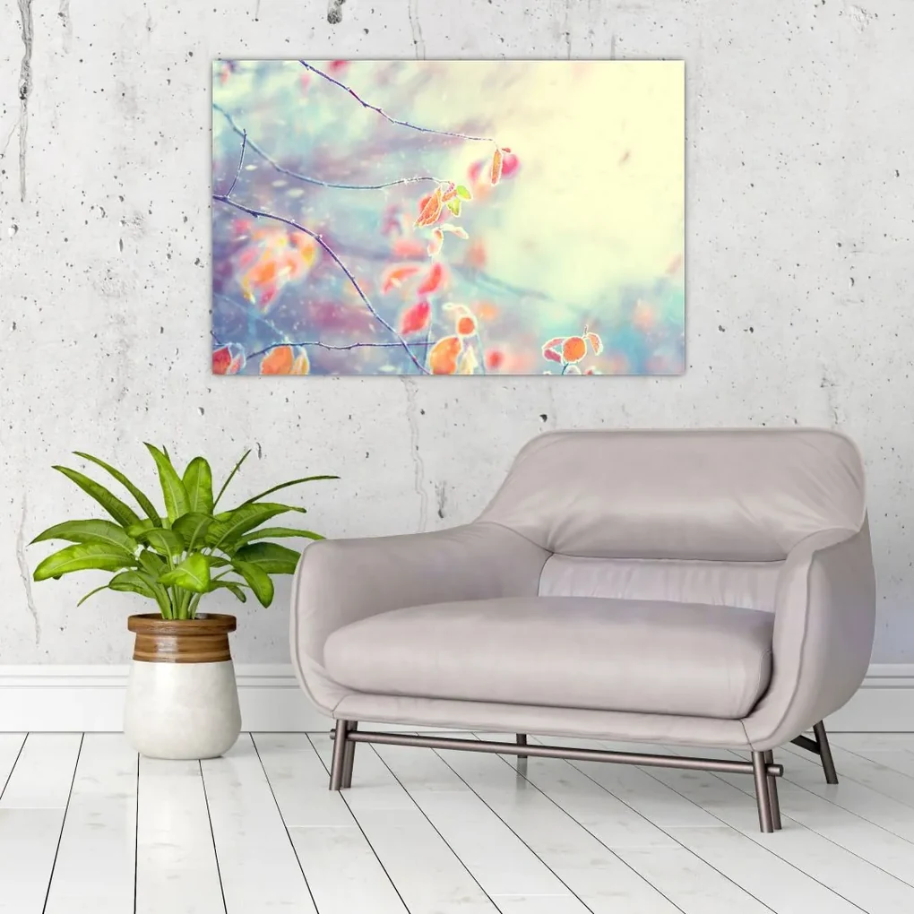 Obraz - Lístky v ľade (90x60 cm)