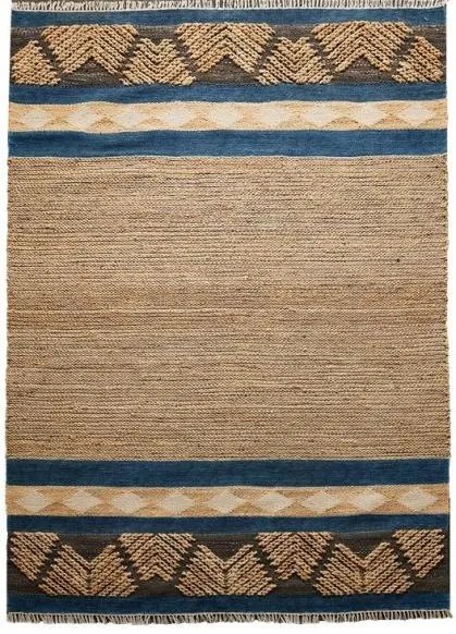 Diamond Carpets India, Ručne viazaný kusový koberec Agra Palace DE 2283 Natural Mix, 200x290, modrá, chodba / predsieň