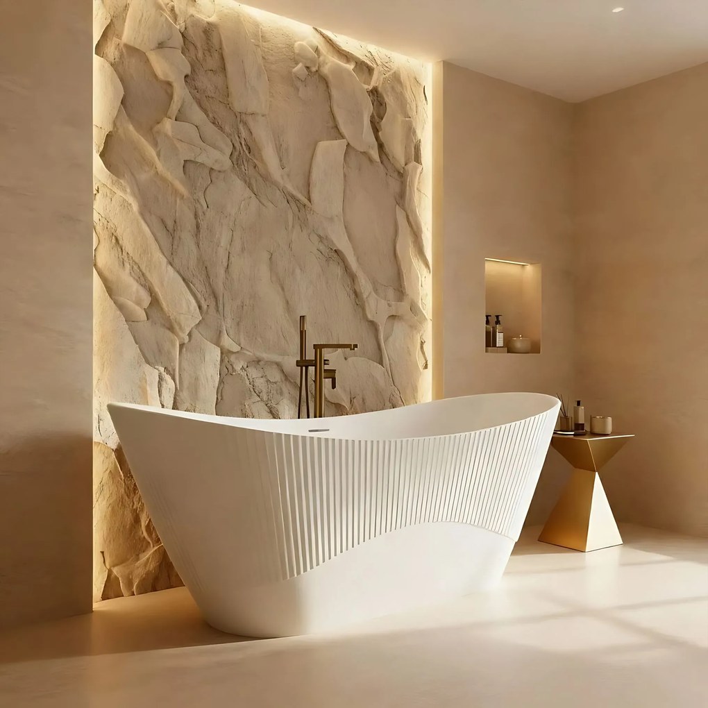 Rea Atena, voľne stojaca vaňa 1700x730x710 mm, biela, čierny click-clack, KPL-W6127