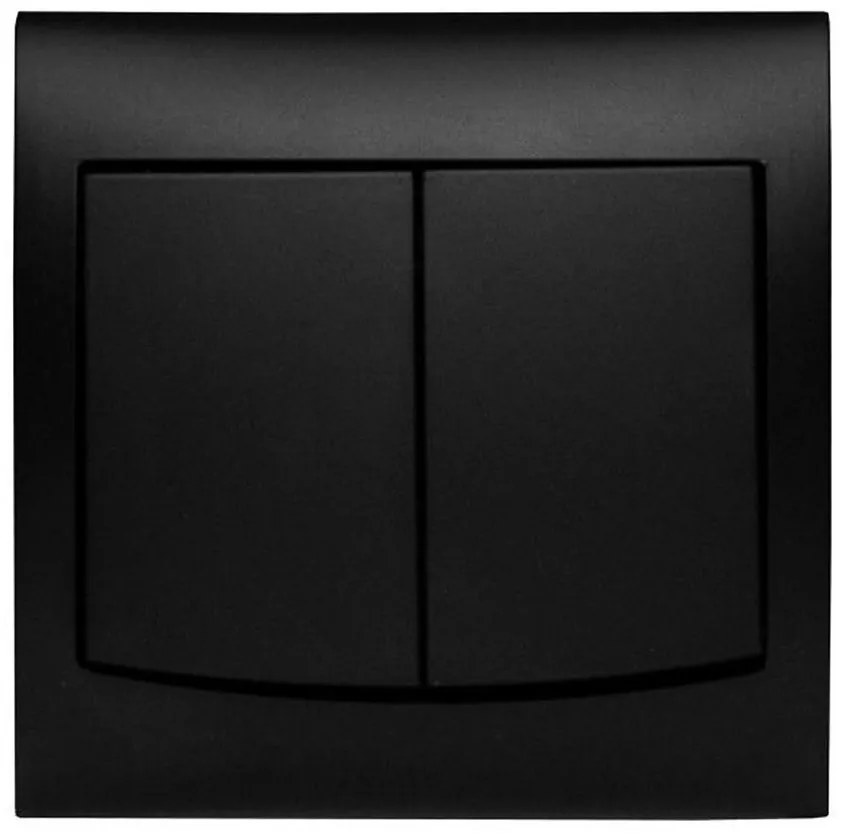 Vypínač dvojpólový čierny mat LP-2V