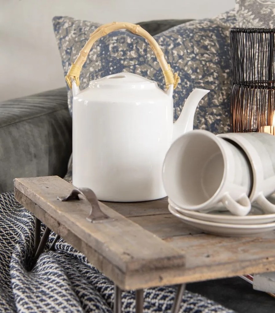 Biela porcelánová kanvica na čaj Nia - Ø 13 * 23 cm / 1500 ml