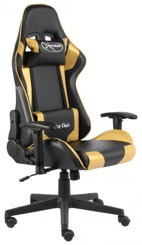 vidaXL Otočná herná stolička zlatá PVC-