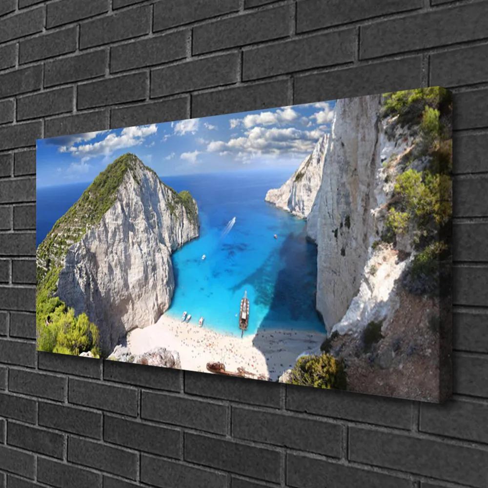 Obraz na plátne Záliv hora pláž krajina 120x60 cm