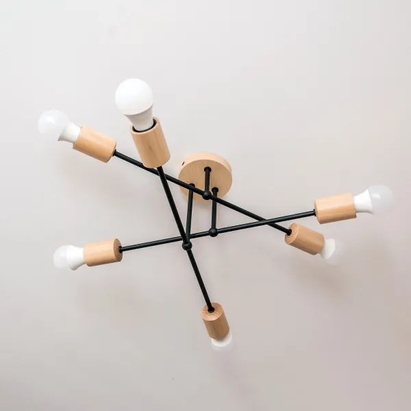 Prisadený luster CAMBRIDGE 6xE27/15W/230V borovica