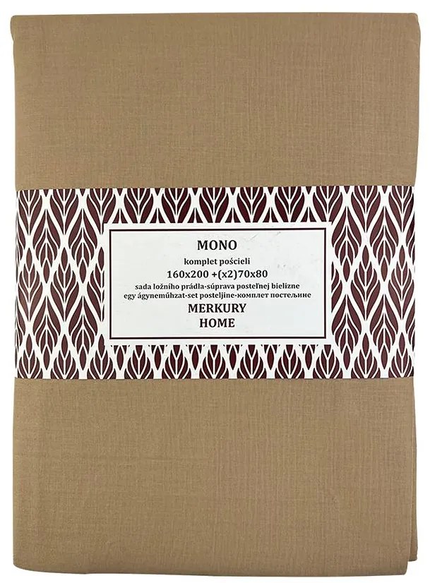 Bavlnená posteľná bielizeň  Mono béžová 160x200 (2) 70x80 Merkury Home