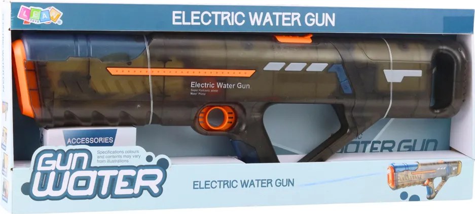 LEAN Toys Elektrická vodná pištoľ nabíjateľná priehľadná čierna 55 cm