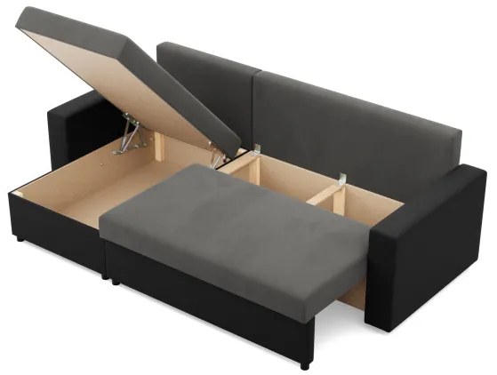 Rohová rozkladacia sedačka LUNA popolová / čierna