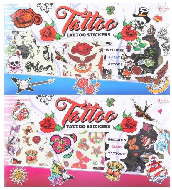 Tetování barevné 3ks kluci holky na kartě 36x20cm mix či barev