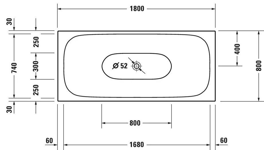 Duravit XViu - Vaňa s kovovým podstavcom 1800x800 mm, biela 700443000B20000