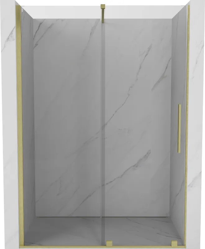Mexen Velar, posuvné dvere do otvoru 150x200 cm, 8mm číre sklo, zlatá matná, 871-150-000-01-55