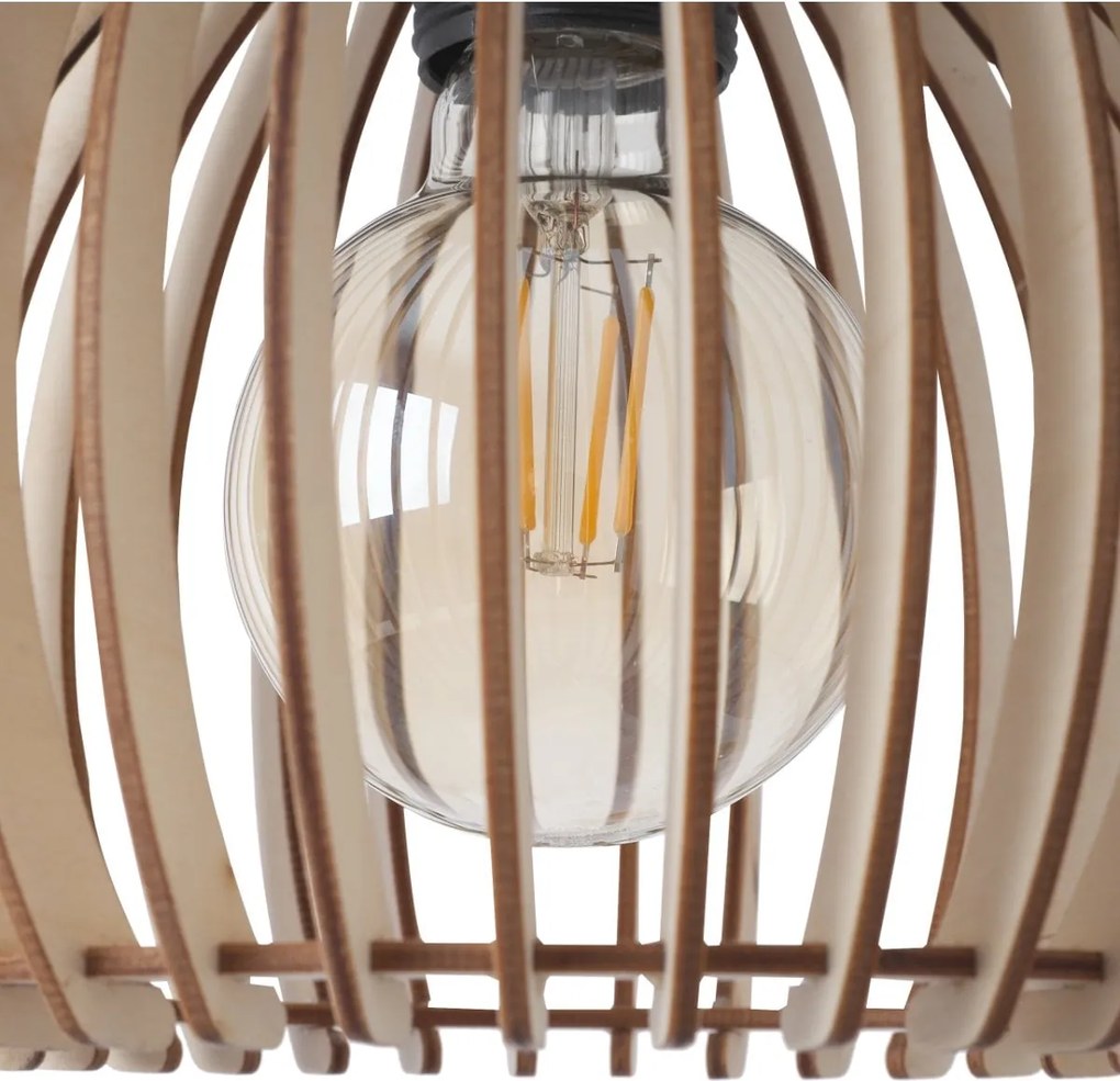 Závesné svietidlo Timber 6, 1x drevené tienidlo, (fi 21 cm)