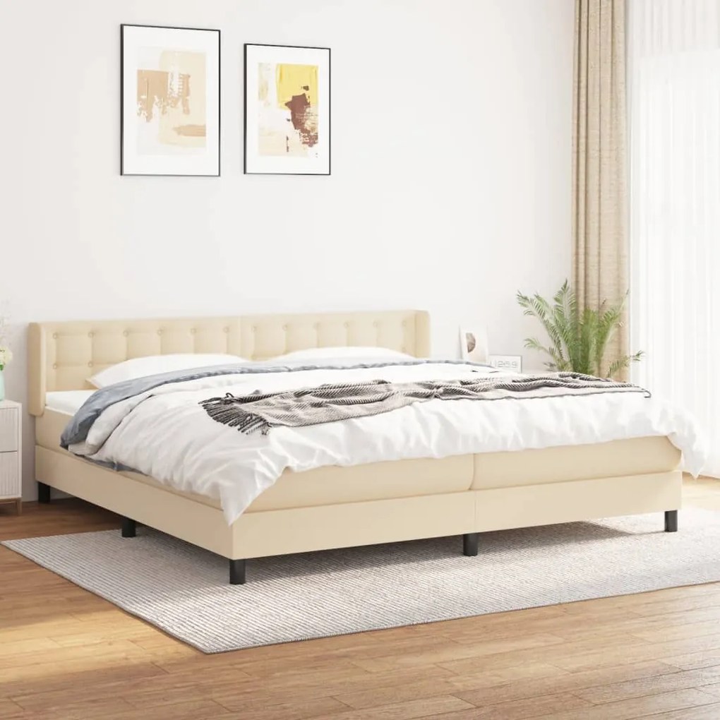 Boxspring posteľ s matracom krémová 200x200 cm látka 3130062