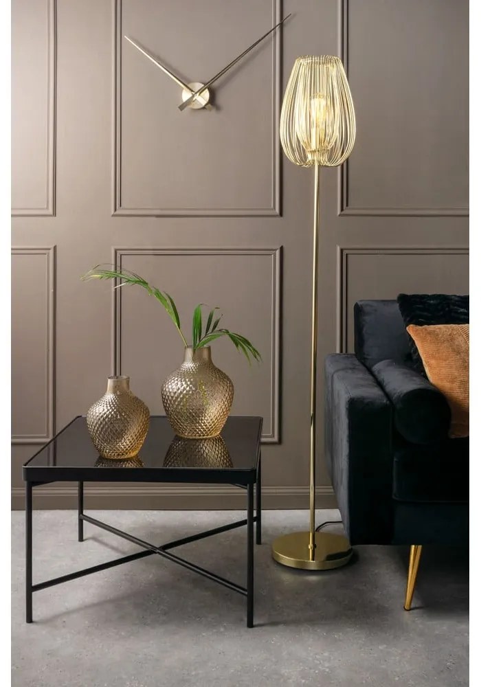 Stojacia lampa v zlatej farbe Leitmotiv Lucid, výška 150 cm
