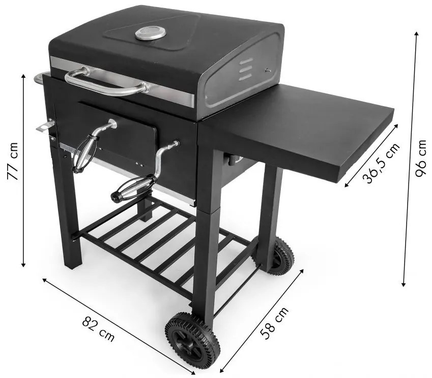 MODERNHOME Záhradný gril s krytom a teplomerom SI-64051S