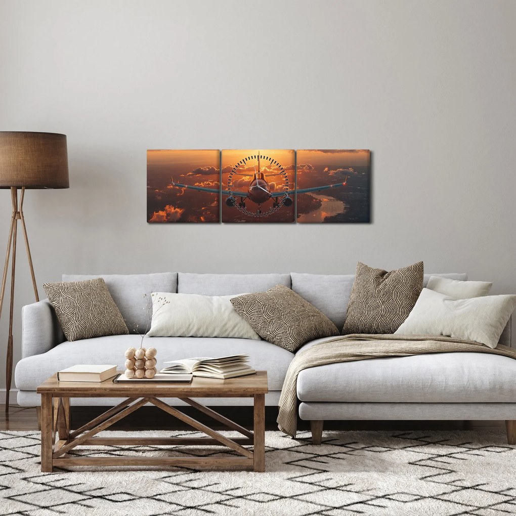 Obraz - Dopravné lietadlo (s hodinami) (90x30 cm)