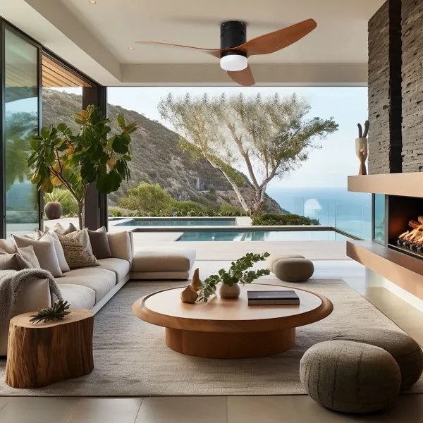 ZEVENTI - LED stropný ventilátor PADUA LED/18W/230V Wi-Fi Tuya čierna/hnedá + diaľkový ovládač