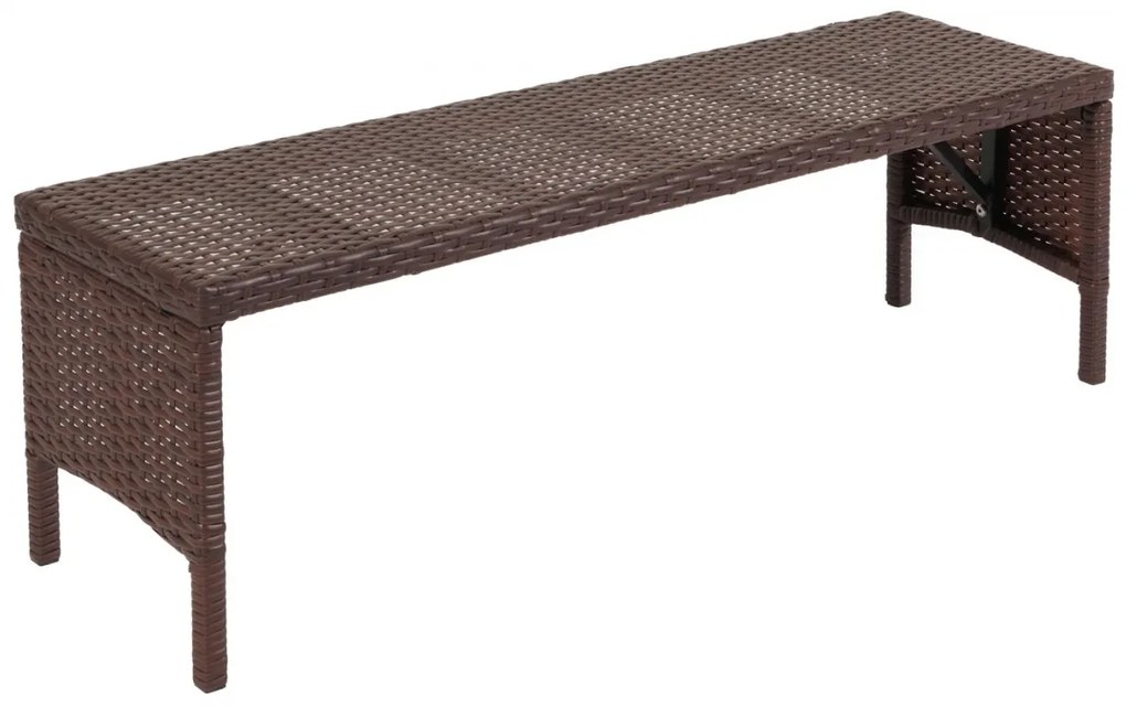 Záhradná lavica HWC-G16, polyratan - hnedá, krémový vankúš