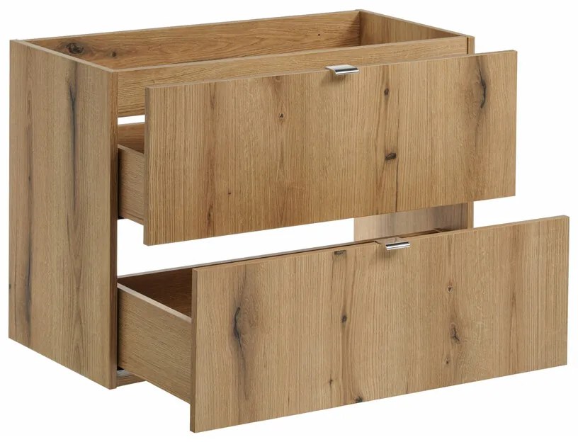 Závěsná skříňka pod umyvadlo Nova Oak I s deskou 80 cm černá/dub coast evoke