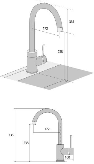 Concept BDG3334BC - Drezová batéria 33,5 cm granit/čierna