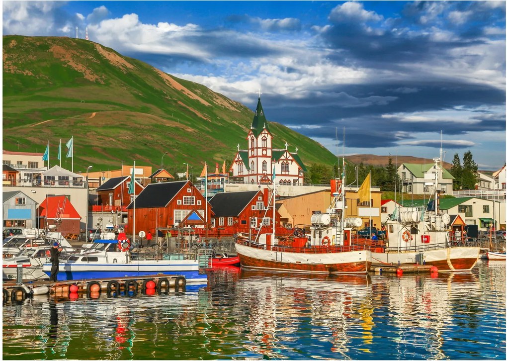 Sklenený obraz - Húsavík (70x50 cm)