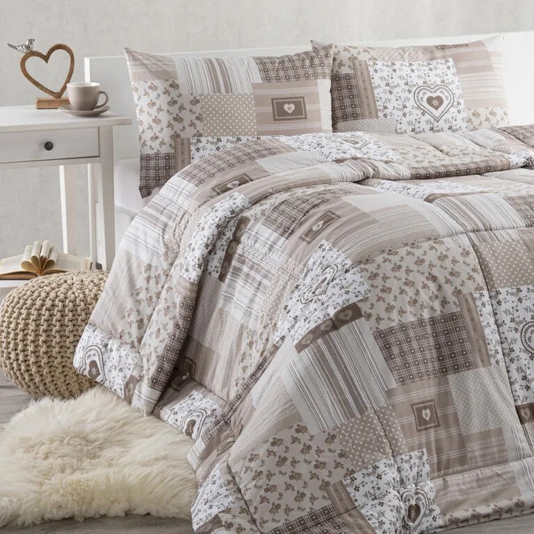 Letná sada periny a vankúša PATCHWORK, béžová