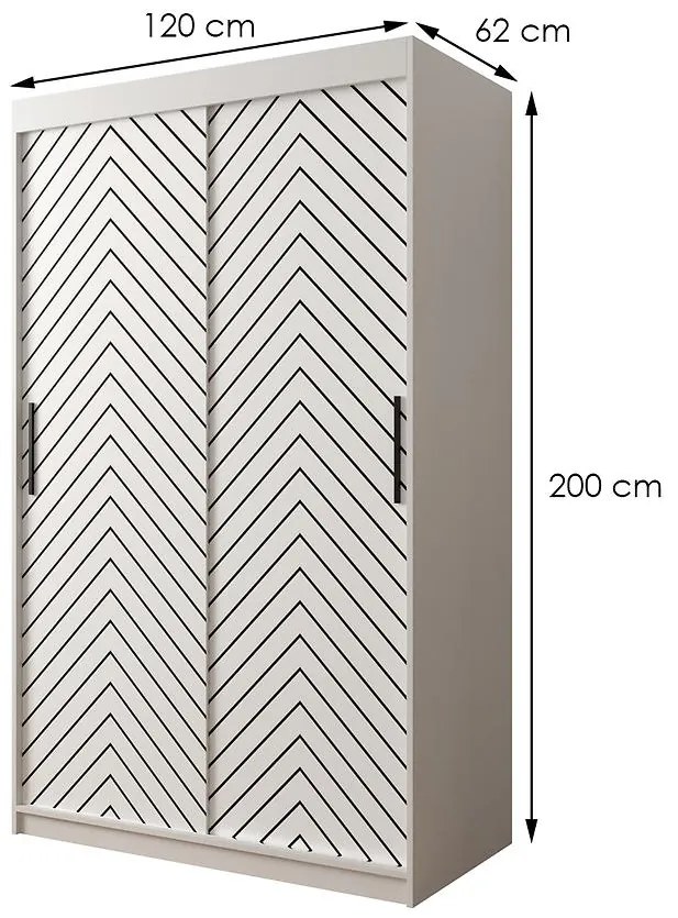 Skriňa Jodełka 1 120 biely/biely/čierna