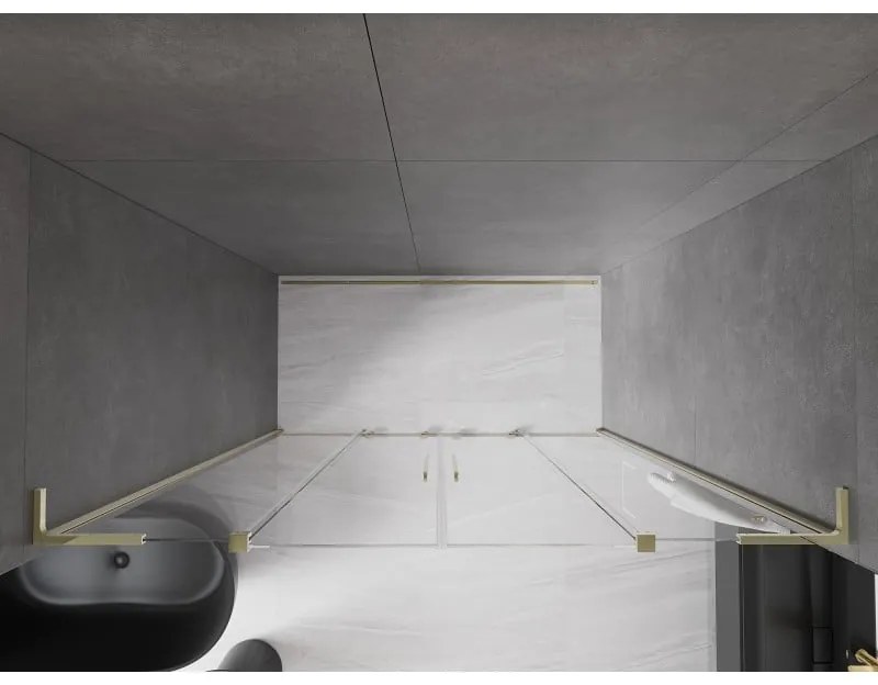 Mexen Velar L Duo, posuvné sprchové dvere do otvoru 200 cm, 8mm číre sklo, zlatá lesklá, 871-200-003-02-50