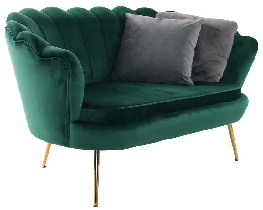 Lavica v štýle Art-deco, smaragdová Velvet látka/gold chróm-zlatý, NOBLIN
