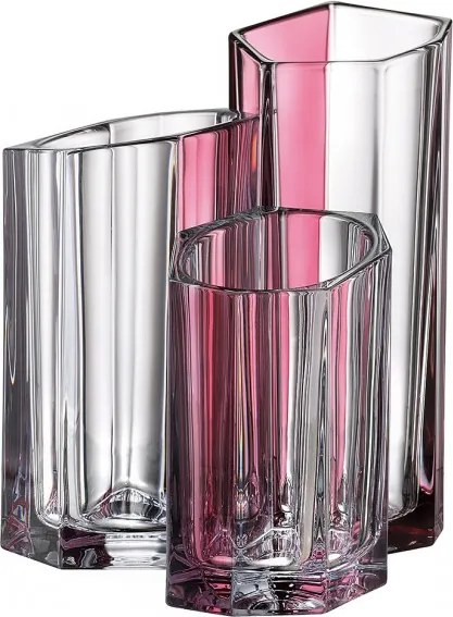 KRIŠTÁĽOVÁ VÁZA BOHEMIA BAZALT PINK LINE 300MM