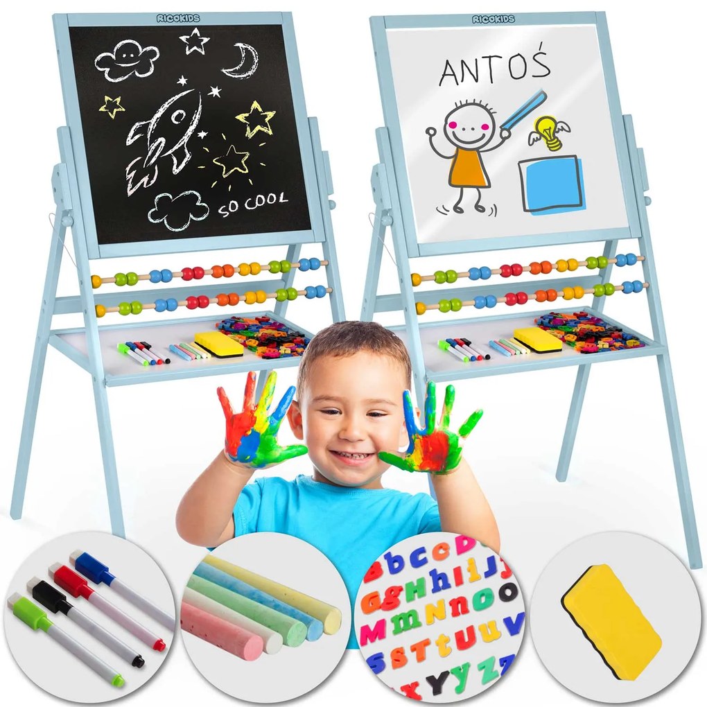 Magnetická otočná tabuľa Ricokids - modrá
