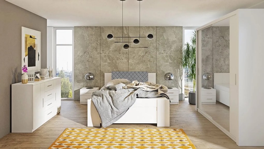 Spálňa Kler X, Farby: biela / biela + ekokoža Soft Pik 011