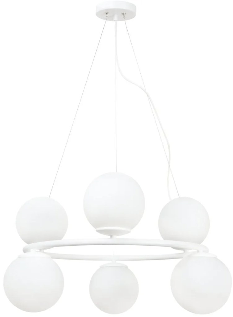 Závesné svietidlo Florence, 6x biele sklenené tienidlo, W, O