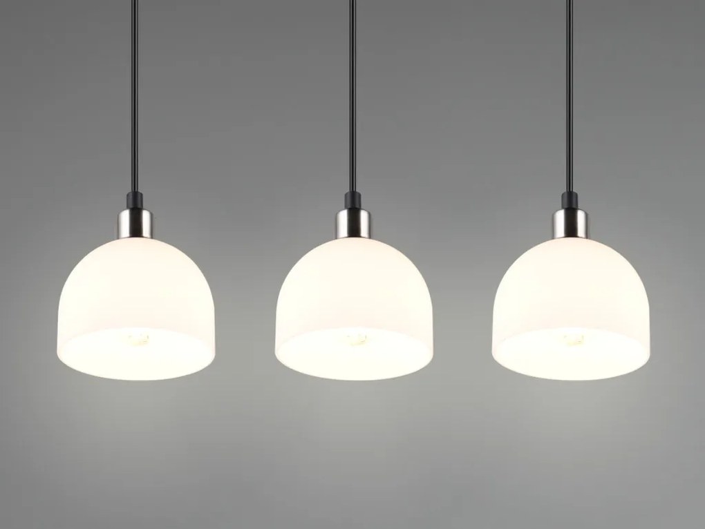 Závesné stropné osvetlenie Molly, matný nikel/biele sklo