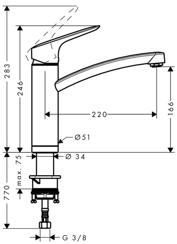 Hansgrohe Logis M31, kuchynská páková batéria 160 1jet, inštalácia pred okno, chrómová, HAN-71833000