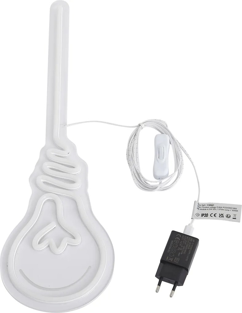 Neónová nástenná lampa teplá biela vrátane LED - žiarovka