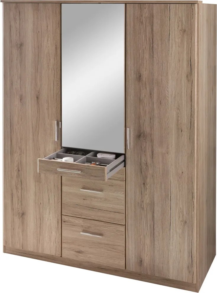 Šatníková skriňa Aachen, 135 cm, dub san remo