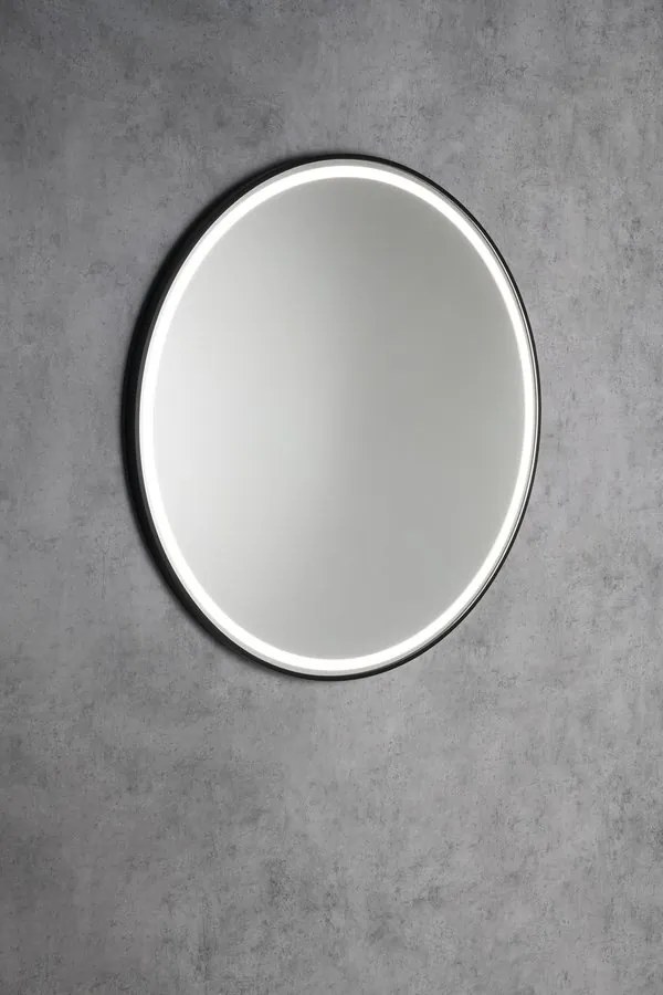 Sapho Sapho, KADRIS guľaté zrkadlo s LED osvetlením, ø 60cm, čierna mat, KD060