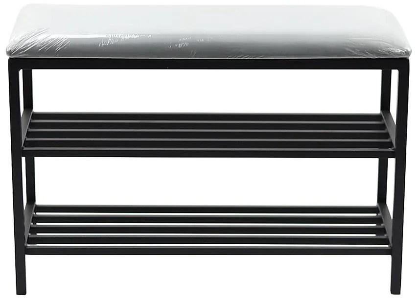 Skrinka na topánky kov so sedadlom Loft 51x75x30 čierna