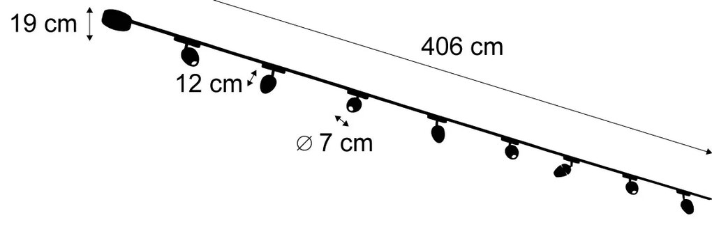 Moderný koľajnicový systém s 8 čiernymi bodovými svetlami 1-fázový - Magnetic Eggy