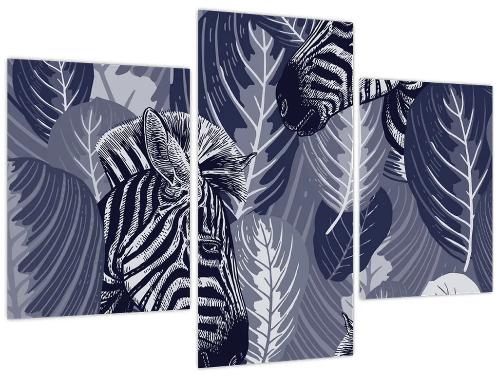 Obraz - Modré zebry (90x60 cm)