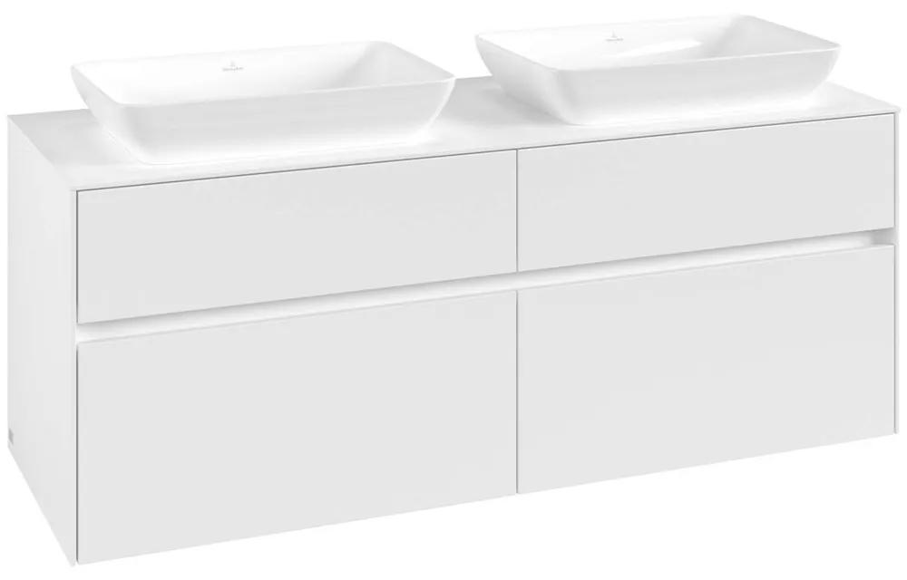 VILLEROY &amp; BOCH Collaro závesná skrinka pod dve umývadlá na dosku, 4 zásuvky, 1400 x 500 x 548 mm, White Matt, C11900MS